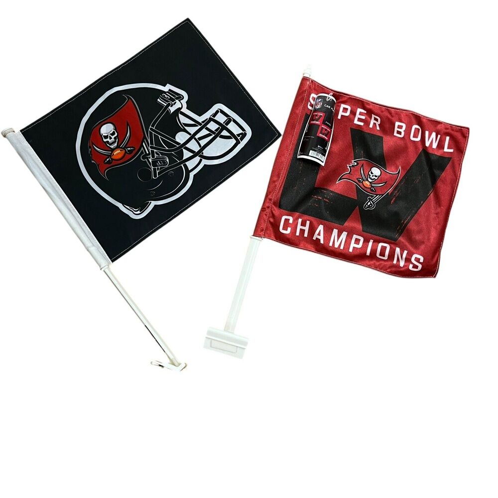 Tampa Bay Buccaneers NFL 2 Car Flags 2 Sided Super Bowl Champs & Helmet Design